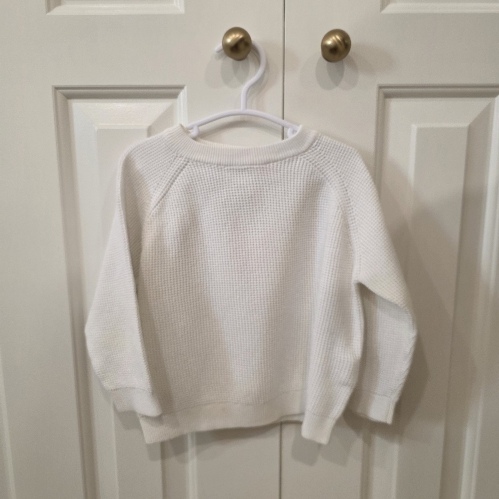 Zara White Waffle Sweatshirt